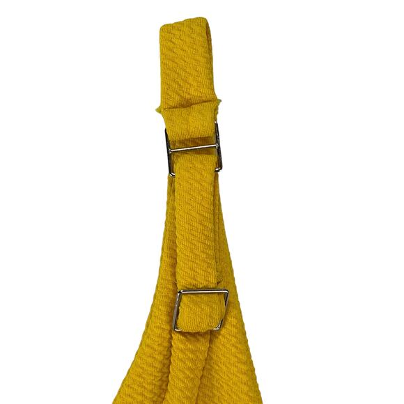Textured Yellow Bikini Top Adjustable Straps Size Small - Picture 5 of 10